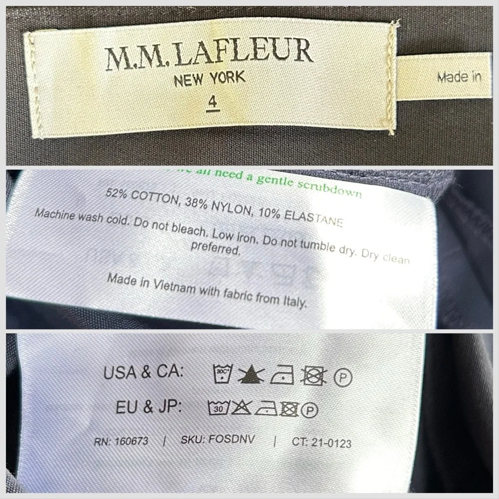 MM Lafleur Dark Navy Blue Foster Straight Leg Pants Sz 4